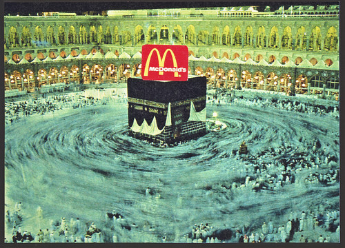 Cartoon: M. bewegt die Massen (medium) by Andreas Prüstel tagged cartoon,collage,fastfood,muslime,islam,mcdonalds,kaaba,mekka,mekka,kaaba,mcdonalds,islam,muslime,fastfood,collage,cartoon