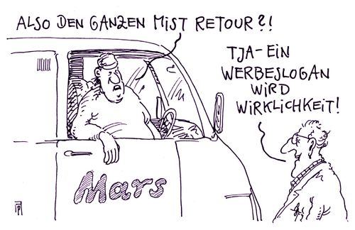 Cartoon: mars mobil (medium) by Andreas Prüstel tagged mars,schokoriegel,rückruf,werbung,werbeslogan,cartoon,karikatur,andreas,pruestel,mars,schokoriegel,rückruf,werbung,werbeslogan,cartoon,karikatur,andreas,pruestel