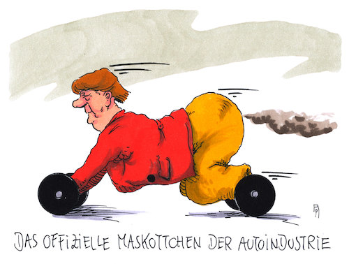 Cartoon: maskottchen (medium) by Andreas Prüstel tagged dieselfahrverbote,aufhebung,kanzlerin,merkel,autindustrie,maskottchen,cartoon,karikatur,andreas,pruestel,dieselfahrverbote,aufhebung,kanzlerin,merkel,autindustrie,maskottchen,cartoon,karikatur,andreas,pruestel