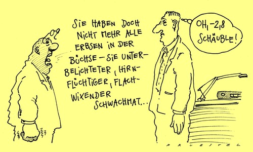 Cartoon: maßeinheit (medium) by Andreas Prüstel tagged schäuble,sprecher,öffentlicheherabsetzung,maßeinheit,dasschäuble,wolfgang schäuble,sprecher,wolfgang,schäuble