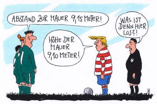 Cartoon: mauern (medium) by Andreas Prüstel tagged usa,trump,mexiko,grenzmauer,fußball,freistoß,mauerbildung,abstand,cartoon,karikatur,andreas,pruestel,usa,trump,mexiko,grenzmauer,fußball,freistoß,mauerbildung,abstand,cartoon,karikatur,andreas,pruestel