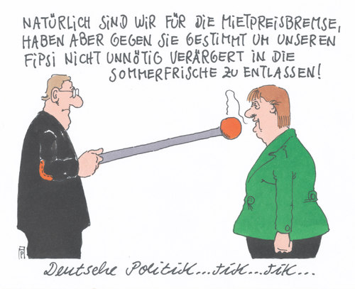 Cartoon: mietpreisbremse (medium) by Andreas Prüstel tagged mietpreisbremse,bundestag,abstimmung,cdu,csu,fdp,sommerpause,merkel,rösler,cartoon,karikatur,andreas,pruestel,mietpreisbremse,bundestag,abstimmung,cdu,csu,fdp,sommerpause,merkel,rösler,cartoon,karikatur,andreas,pruestel