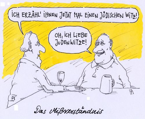 Cartoon: mißverständnis (medium) by Andreas Prüstel tagged witz,witze,juden,jüdischer,judenwitze,nationalsozialismus,mißverständnis,kneipe,cartoon,karikatur,andreas,pruestel,witz,witze,juden,jüdischer,judenwitze,nationalsozialismus,mißverständnis,kneipe,cartoon,karikatur,andreas,pruestel