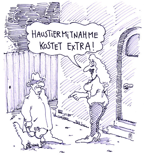 Cartoon: mit hund (medium) by Andreas Prüstel tagged puff,prostituierte,freier,haustier,hund,extrakosten,extras,cartoon,karikatur,andreas,pruestel,puff,prostituierte,freier,haustier,hund,extrakosten,extras,cartoon,karikatur,andreas,pruestel