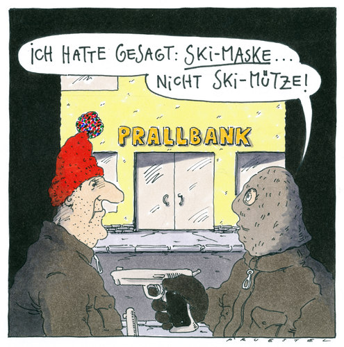 Cartoon: mütze (medium) by Andreas Prüstel tagged bankraub,banküberfall,skimaske,skimütze,bankraub,banküberfall,skimaske,skimütze,kriminalität,gewalt,bank,überfall,raub,räuber,einbrecher