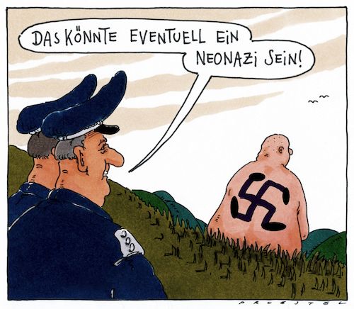 Cartoon: mutmaßlich (medium) by Andreas Prüstel tagged rechtsradikale,neonazis,nazisymbole,polizei,cartoon,karikatur,andreas,pruestel,rechtsradikale,neonazis,nazisymbole,polizei,cartoon,karikatur,andreas,pruestel