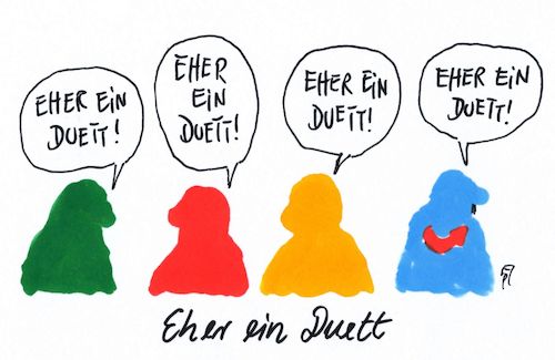 Cartoon: nach-duell (medium) by Andreas Prüstel tagged tvduell,kleine,parteien,grüne,linle,fdp,afd,einschätzung,cartoon,karikatur,andreas,pruestel,tvduell,kleine,parteien,grüne,linle,fdp,afd,einschätzung,cartoon,karikatur,andreas,pruestel