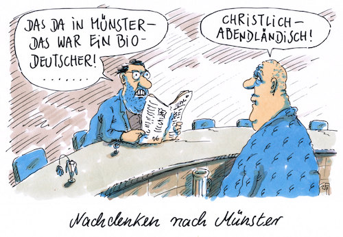 Cartoon: nach münster (medium) by Andreas Prüstel tagged amokfahrt,münster,täter,biodeutscher,christlich,abendländisch,cartoon,karikatur,andreas,pruestel,amokfahrt,münster,täter,biodeutscher,christlich,abendländisch,cartoon,karikatur,andreas,pruestel