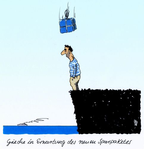 Cartoon: neues sparpaket (medium) by Andreas Prüstel tagged griechenland,sparkurs,sparpaket,rentenkürzungen,steuererhöhungen,staatspleite,gläubiger,grieche,verarmung,cartoon,karikatur,andreas,pruestel,griechenland,sparkurs,sparpaket,rentenkürzungen,steuererhöhungen,staatspleite,gläubiger,grieche,verarmung,cartoon,karikatur,andreas,pruestel