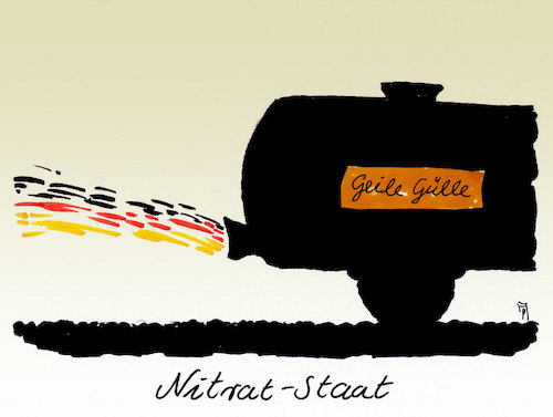 Cartoon: nitrat-schelte (medium) by Andreas Prüstel tagged deutschland,nitrate,gülle,grundwasser,eu,eugh,verurteilung,cartoon,karikatur,andreas,pruestel,deutschland,nitrate,gülle,grundwasser,eu,eugh,verurteilung,cartoon,karikatur,andreas,pruestel