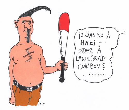 Cartoon: npd-verbot (medium) by Andreas Prüstel tagged leningradcowboys,parteiverbot,npd,neonazis,nazis,nazis,neonazis,npd,parteiverbot,leningradcowboys
