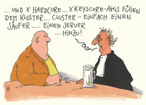 Cartoon: NSA  XKeyscore (medium) by Andreas Prüstel tagged geheimdienst,nsa,xkeyscore,schüffelprogramm,internetdaten,cartoon,karikatur,andreas,pruestel,geheimdienst,nsa,xkeyscore,schüffelprogramm,internetdaten,cartoon,karikatur,andreas,pruestel