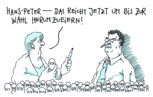 Cartoon: nsa bnd (medium) by Andreas Prüstel tagged nsa,bnd,geheimdienste,bundesregierung,merkel,friedrich,bundestagswahl,cartoon,karikatur,andreas,pruestel,nsa,bnd,geheimdienste,bundesregierung,merkel,friedrich,bundestagswahl,cartoon,karikatur,andreas,pruestel