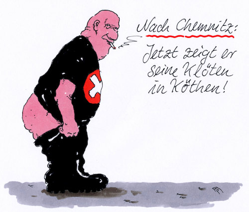 Cartoon: nun köthen (medium) by Andreas Prüstel tagged köthen,sachsen,anhalt,rechtsradikale,hetzrede,cartoon,karikatur,andreas,pruestel,köthen,sachsen,anhalt,rechtsradikale,hetzrede,cartoon,karikatur,andreas,pruestel