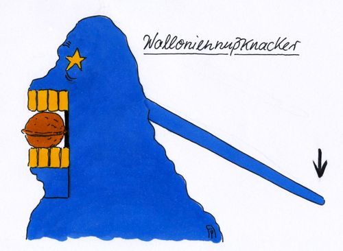 Cartoon: nuß (medium) by Andreas Prüstel tagged ceta,eu,europa,belgien,wallonien,regionalparlament,nuß,walnuß,nußknacker,cartoon,karikatur,andreas,pruestel,ceta,eu,europa,belgien,wallonien,regionalparlament,nuß,walnuß,nußknacker,cartoon,karikatur,andreas,pruestel