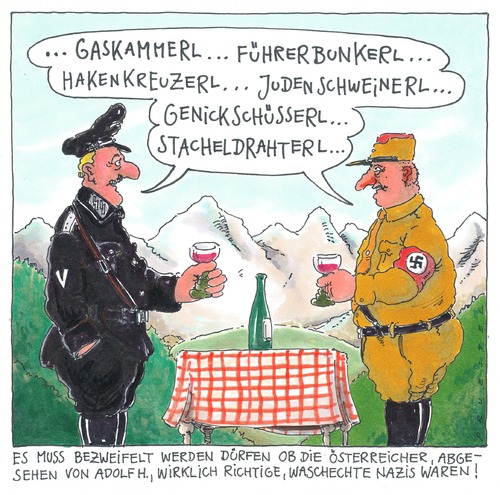 Cartoon: österreicher (medium) by Andreas Prüstel tagged österreich,nazismus,nazizeit,sprache,sa,ss,österreich,nazismus,sprache,ss,nazi,rechts