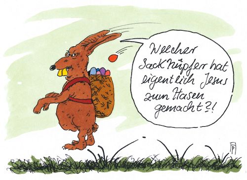 Cartoon: osterfrage (medium) by Andreas Prüstel tagged ostern,osterfest,jesus,haseosterhase,cartoon,karikatur,andreas,pruestel,ostern,osterfest,jesus,haseosterhase,cartoon,karikatur,andreas,pruestel