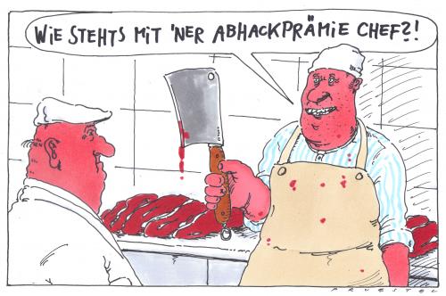 Cartoon: o.t. (medium) by Andreas Prüstel tagged abwrackprämie,metzger,cartoon,cartoons,abwrackprämie,metzger,schlachter,schlachthof,fleisch,schlachten,beil,abhacken,job,arbeit,beruf,auto,autos,industrie,autoindustrie