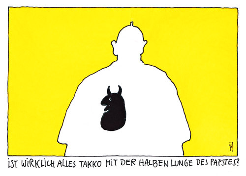 Cartoon: schattenlunge (medium) by Andreas Prüstel tagged gesundheitszustand,halbe,lunge,verdächtigungen,franziskus,verdachtpapst,gerüchte,argentinien,militärdiktatur,papst,franziskus,lunge,halbe,gesundheitszustand