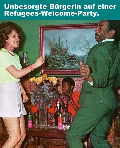Cartoon: party (medium) by Andreas Prüstel tagged flüchtlinge,willkommenskultur,party,besorgte,bürger,unbesorgte,cartoon,collage,andreas,pruestel