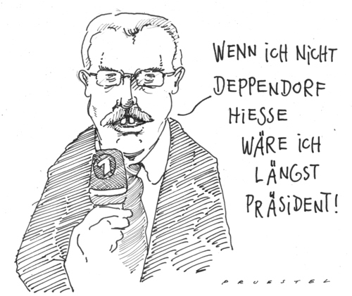 Cartoon: pech (medium) by Andreas Prüstel tagged bundespräsidentenwahl,kommentierung,ulrichdeppendorf,ard,bundespräsidentenwahl,bundespräsident,wahl,wahlen,kommentierung,ard,tv,nachrichten,pech