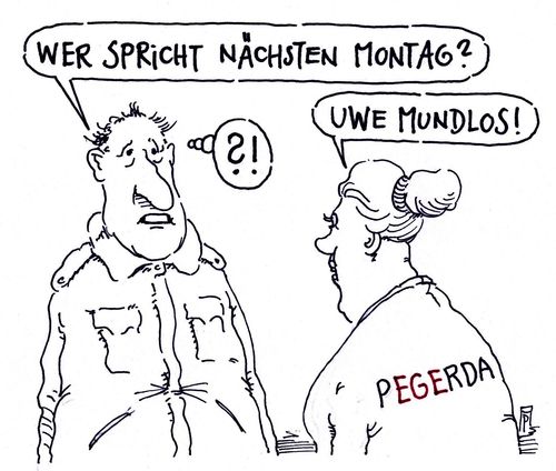 Cartoon: PEGERDA (medium) by Andreas Prüstel tagged pegida,pegerda,dresden,montagsdemo,redner,nsu,rechtsterrorismus,uwe,mundlos,cartoon,karikatur,andreas,pruestel