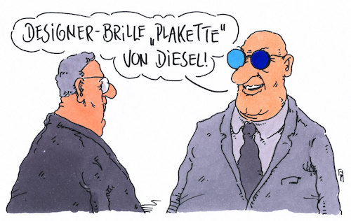 Cartoon: plakette (medium) by Andreas Prüstel tagged dieselfahrzeuge,umwelt,abgase,plakette,blaue,cartoon,karikatur,andreas,pruestel,dieselfahrzeuge,umwelt,abgase,plakette,blaue,cartoon,karikatur,andreas,pruestel