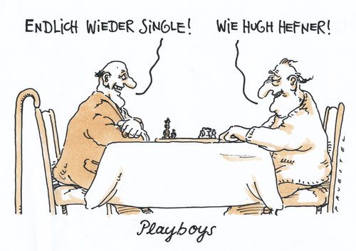 Cartoon: playboys (medium) by Andreas Prüstel tagged playboy,hefner,alter,schach,playboy,hefner,alter,schach,sex