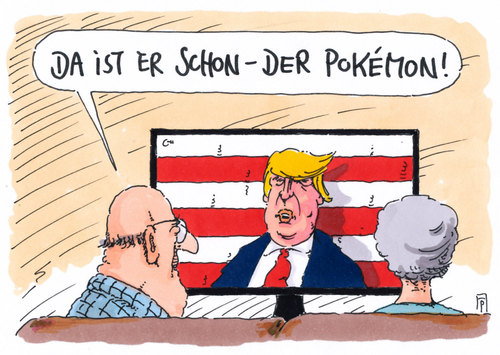 Cartoon: pokemon (medium) by Andreas Prüstel tagged donald,trump,republikaner,usa,nominierungsparteitag,pokemon,cartoon,karikatur,andreas,pruestel,donald,trump,republikaner,usa,nominierungsparteitag,pokemon,cartoon,karikatur,andreas,pruestel