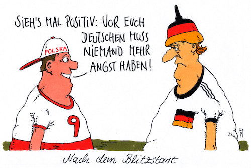 Cartoon: positiv (medium) by Andreas Prüstel tagged fußballweltmeisterschaft,nationalmannschaft,auftaktspiel,niederlage,fans,deutsche,polen,cartoon,karikatur,andreas,pruestel,fußballweltmeisterschaft,nationalmannschaft,auftaktspiel,niederlage,fans,deutsche,polen,cartoon,karikatur,andreas,pruestel