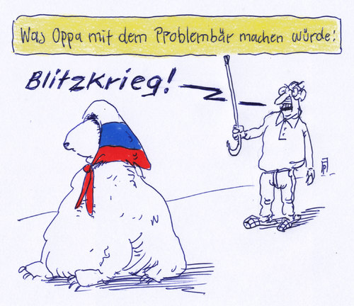 Cartoon: problembär (medium) by Andreas Prüstel tagged russland,ukraine,konflikt,deutsche,zweiter,weltkrieg,blitzkrieg,bär,problembär,opa,cartoon,karikatur,andreas,pruestel,russland,ukraine,konflikt,deutsche,zweiter,weltkrieg,blitzkrieg,bär,problembär,opa,cartoon,karikatur,andreas,pruestel