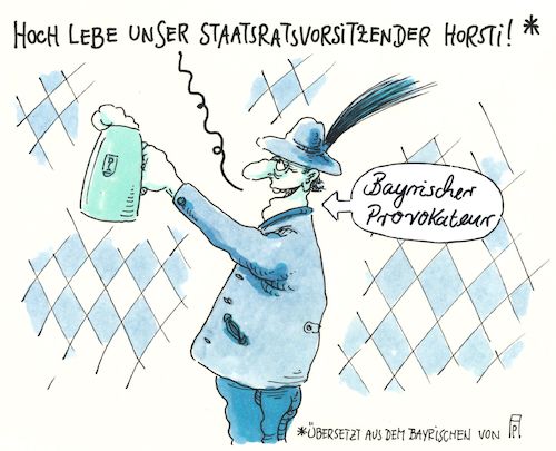 Cartoon: provokateur (medium) by Andreas Prüstel tagged bayern,csu,seehofer,wahlergebnisse,führungsdiskussion,bedeutungsschwund,cartoon,karikatur,andreas,pruestel,bayern,csu,seehofer,wahlergebnisse,führungsdiskussion,bedeutungsschwund,cartoon,karikatur,andreas,pruestel