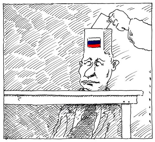 Cartoon: putin (medium) by Andreas Prüstel tagged putin,präsidentschaftswahlen,wahlurne,russland,putin,präsidentschaftswahlen,wahlurne,russland