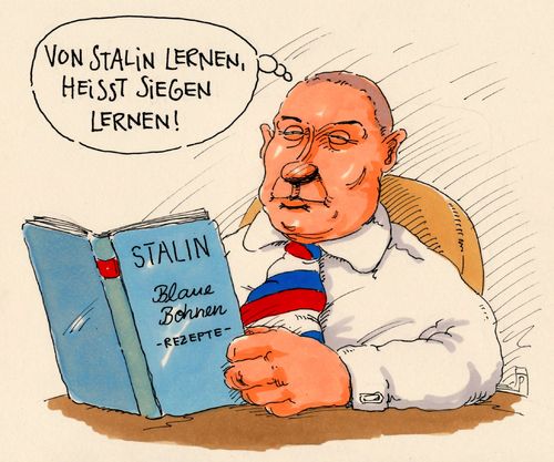 Cartoon: putin stalin (medium) by Andreas Prüstel tagged putin,russland,stalin,sowjetunion,staatsterror,blaue,bohnen,rezepte,kochbuch,cartoon,karikatur,andreas,pruestel,putin,russland,stalin,sowjetunion,staatsterror,blaue,bohnen,rezepte,kochbuch,cartoon,karikatur,andreas,pruestel