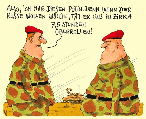 Cartoon: putinfreund (medium) by Andreas Prüstel tagged bundeswehr,ausrüstungszustand,putin,cartoon,karikatur,andreas,pruestel,bundeswehr,ausrüstungszustand,putin,cartoon,karikatur,andreas,pruestel