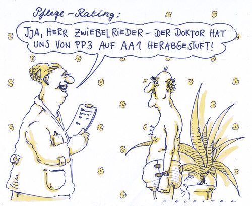 Cartoon: ratingdünnschiss (medium) by Andreas Prüstel tagged ratings,pflegeheim,pflegestufe,ratings,pflegeheim,pflegestufe,alter,senioren rentner,senioren,rentner