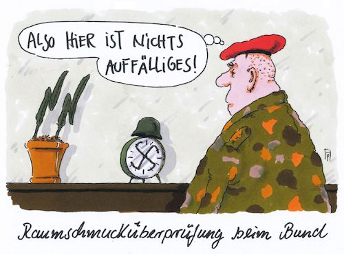 Cartoon: raumschmuck (medium) by Andreas Prüstel tagged bundeswehr,rechtsradikalismus,terrorismus,oberleutnant,franco,kasernen,raumschmuck,cartoon,karikatur,andreas,pruestel,bundeswehr,rechtsradikalismus,terrorismus,oberleutnant,franco,kasernen,raumschmuck,cartoon,karikatur,andreas,pruestel