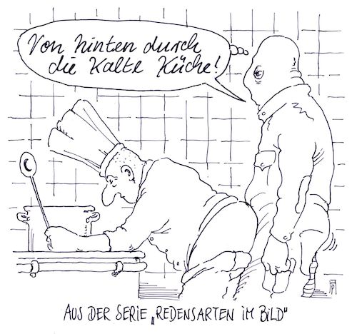 Cartoon: redensarten (medium) by Andreas Prüstel tagged redensarten,küche,koch,einbrecher,cartoon,karikatur,andreas,pruestel,redensarten,küche,koch,einbrecher,cartoon,karikatur,andreas,pruestel