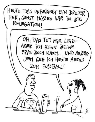 Cartoon: relegation (medium) by Andreas Prüstel tagged fußball,relegationsspiele,dreier,flotter,cartoon,karikatur,andreas,pruestel,fußball,relegationsspiele,dreier,flotter,cartoon,karikatur,andreas,pruestel