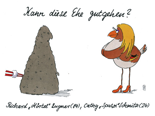 Cartoon: richard lugner (medium) by Andreas Prüstel tagged österreich,baulöwe,bauunternehmer,richard,lugner,ehe,heirat,playmate,cathy,schmitz,altersunterschied,multimillionär,cartoon,karikatur,andreas,pruestel,österreich,baulöwe,bauunternehmer,richard,lugner,ehe,heirat,playmate,cathy,schmitz,altersunterschied,multimillionär,cartoon,karikatur,andreas,pruestel