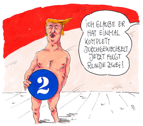 Cartoon: runde zwei (medium) by Andreas Prüstel tagged usa,trump,kabinett,ministerwechsel,cartoon,karikatur,andreas,pruestel,usa,trump,kabinett,ministerwechsel,cartoon,karikatur,andreas,pruestel