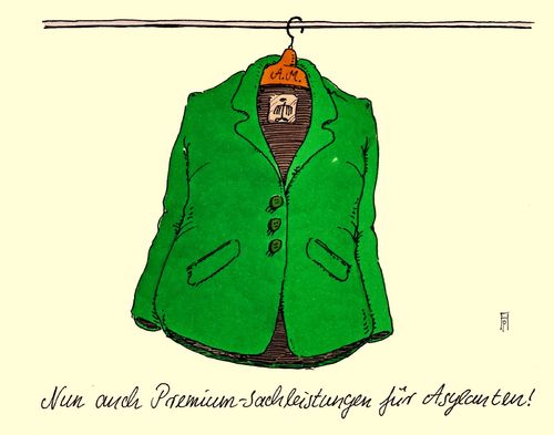 Cartoon: sachleistungen (medium) by Andreas Prüstel tagged asylanten,asyl,flüchtlinge,versorgung,sachleistungen,angela,merkel,blazer,cartoon,karikatur,andreas,pruestel,asyl,asylanten,flüchtlinge,versorgung,sachleistungen,angela,merkel,blazer,cartoon,karikatur,andreas,pruestel