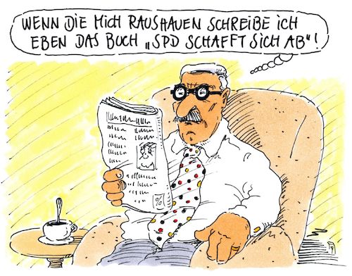 Cartoon: sarrazin - dritter versuch (medium) by Andreas Prüstel tagged thilo,sarrazin,autor,spd,parteiausschluß,cartoon,karikatur,andreas,pruestel,thilo,sarrazin,autor,spd,parteiausschluß,cartoon,karikatur,andreas,pruestel