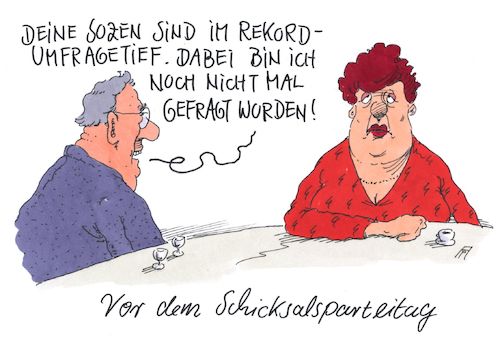 Cartoon: schicksalsparteitag (medium) by Andreas Prüstel tagged spd,parteitag,umfragetief,groko,cartoon,karikatur,andreas,pruestel,spd,parteitag,umfragetief,groko,cartoon,karikatur,andreas,pruestel