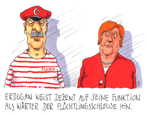 Cartoon: schleusenwärter (medium) by Andreas Prüstel tagged staatsbesuch,erdogan,türkei,flüchtlingspolitik,cartoon,karikatur,andreas,pruestel,staatsbesuch,erdogan,türkei,flüchtlingspolitik,cartoon,karikatur,andreas,pruestel