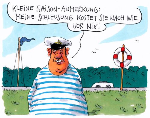 Cartoon: schleusung (medium) by Andreas Prüstel tagged schleuse,schleusenwärter,schleuser,schleuserkriminalität,saison,cartoon,karikatur,andreas,pruestel,schleuse,schleusenwärter,schleuser,schleuserkriminalität,saison,cartoon,karikatur,andreas,pruestel