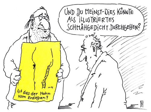 Cartoon: schmähgedicht (medium) by Andreas Prüstel tagged jan,böhmermann,schmähgedicht,erdogan,beleidigung,strafrelevanz,strafantrag,illustration,kunstfreiheit,cartoon,karikatur,andreas,pruestel,jan,böhmermann,schmähgedicht,erdogan,beleidigung,strafrelevanz,strafantrag,illustration,kunstfreiheit,cartoon,karikatur,andreas,pruestel