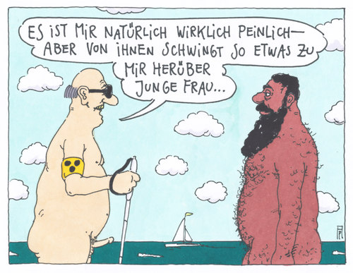 Cartoon: schwingungen (medium) by Andreas Prüstel tagged fkk,strand,blindheit,erotische,schwingungen,cartoon,karikatur,andreas,prüstel,fkk,strand,blindheit,erotische,schwingungen,cartoon,karikatur,andreas,prüstel