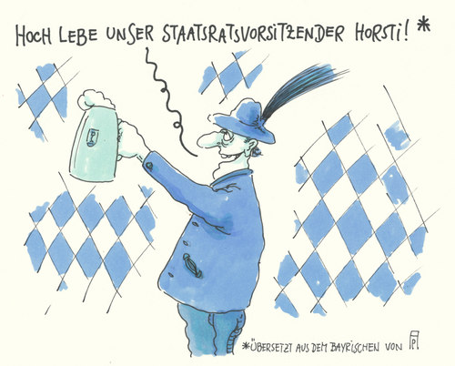 Cartoon: seehofer (medium) by Andreas Prüstel tagged bayernwahl,csu,horst,seehofer,absolute,mehrheit,staatsratsvorsitzender,cartoon,karikatur,andreas,pruestel,bayernwahl,csu,horst,seehofer,absolute,mehrheit,staatsratsvorsitzender,cartoon,karikatur,andreas,pruestel