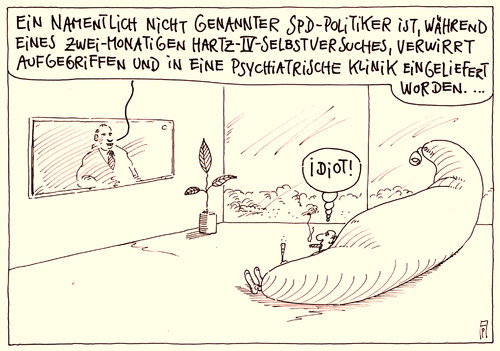 Cartoon: selbstversuch (medium) by Andreas Prüstel tagged hartzvier,spd,sozialpolitik,arm,reich,psychiatrie,selbstversuch,cartoon,karikatur,andreas,prüstel,hartzvier,spd,sozialpolitik,arm,reich,psychiatrie,selbstversuch,cartoon,karikatur,andreas,prüstel